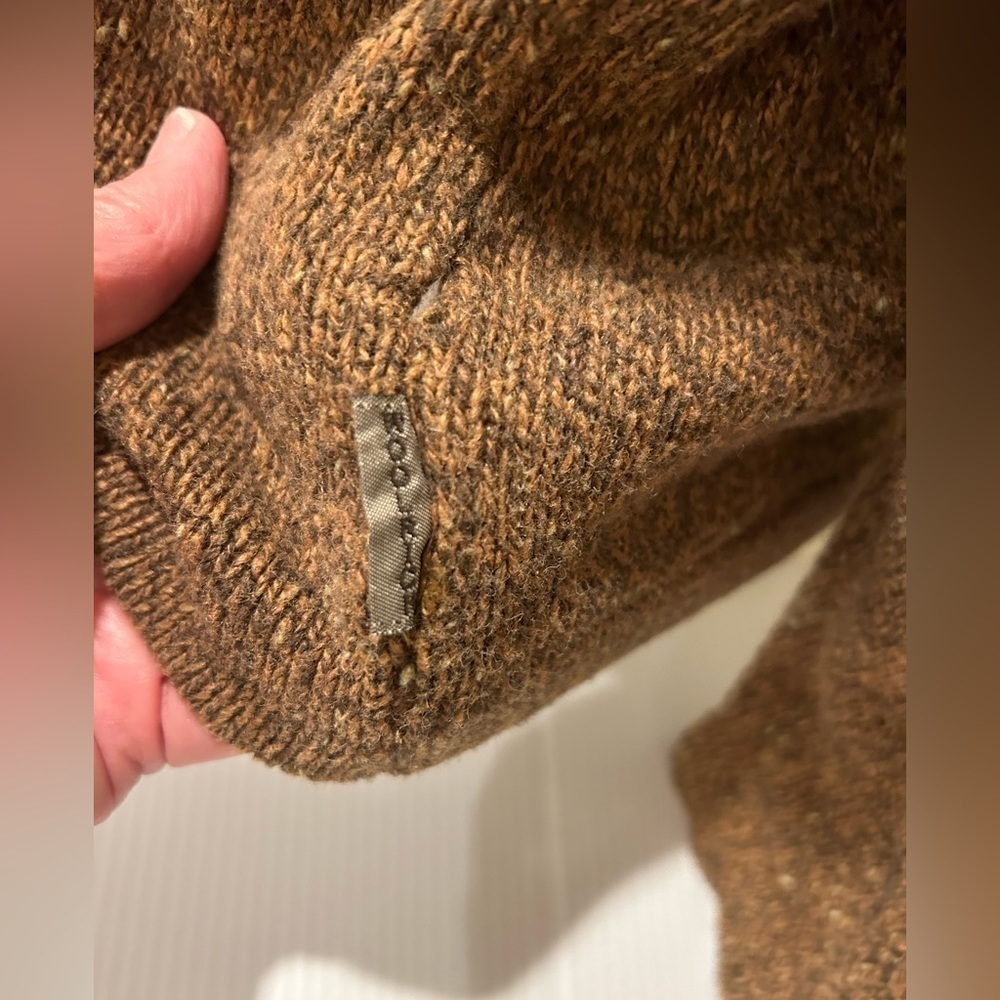 Woolrich Men’s XL Sweater V-Neck Brown Birch Heather Wool Blend Tweed - Picture 7 of 9